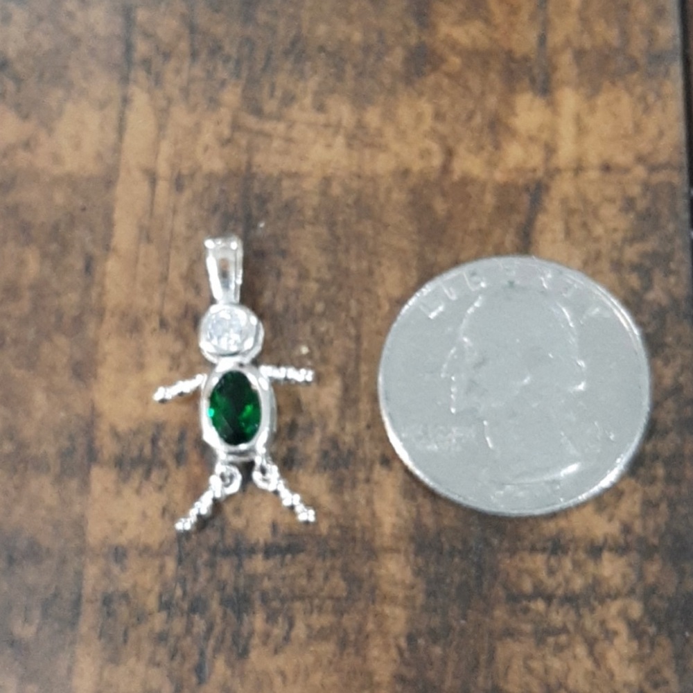 Sterling Silver May emerald child person male charm